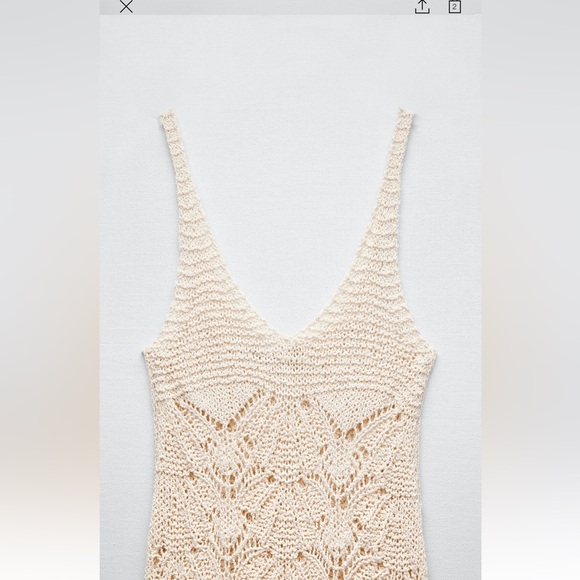 NWOT. Zara Openwork Knit Mini Dress - Picture 5 of 6